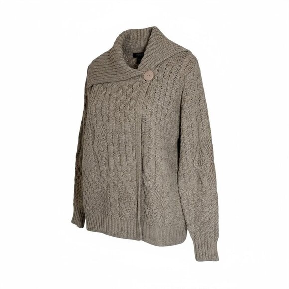 Inis Crafts Sweaters - Inis Crafts One Button Merino Wool Cardigan Womens Size L Fisherman Cabincore